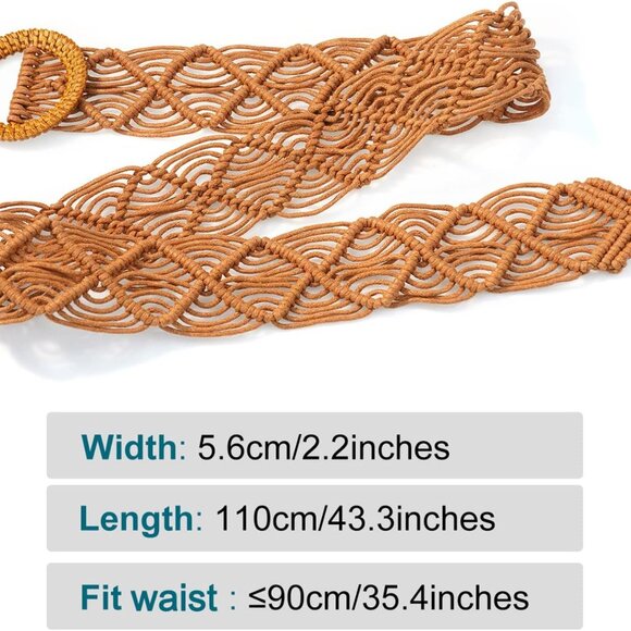 Boho Belt for Women Braided Woven Belts Bohemian Waist Belts for Dress - Picture 6 of 6